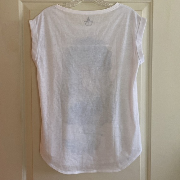 Disney Little Mermaid Mixed Media Roll S/S Curved Hem White Blue T-Shirt Size M - Picture 5 of 6